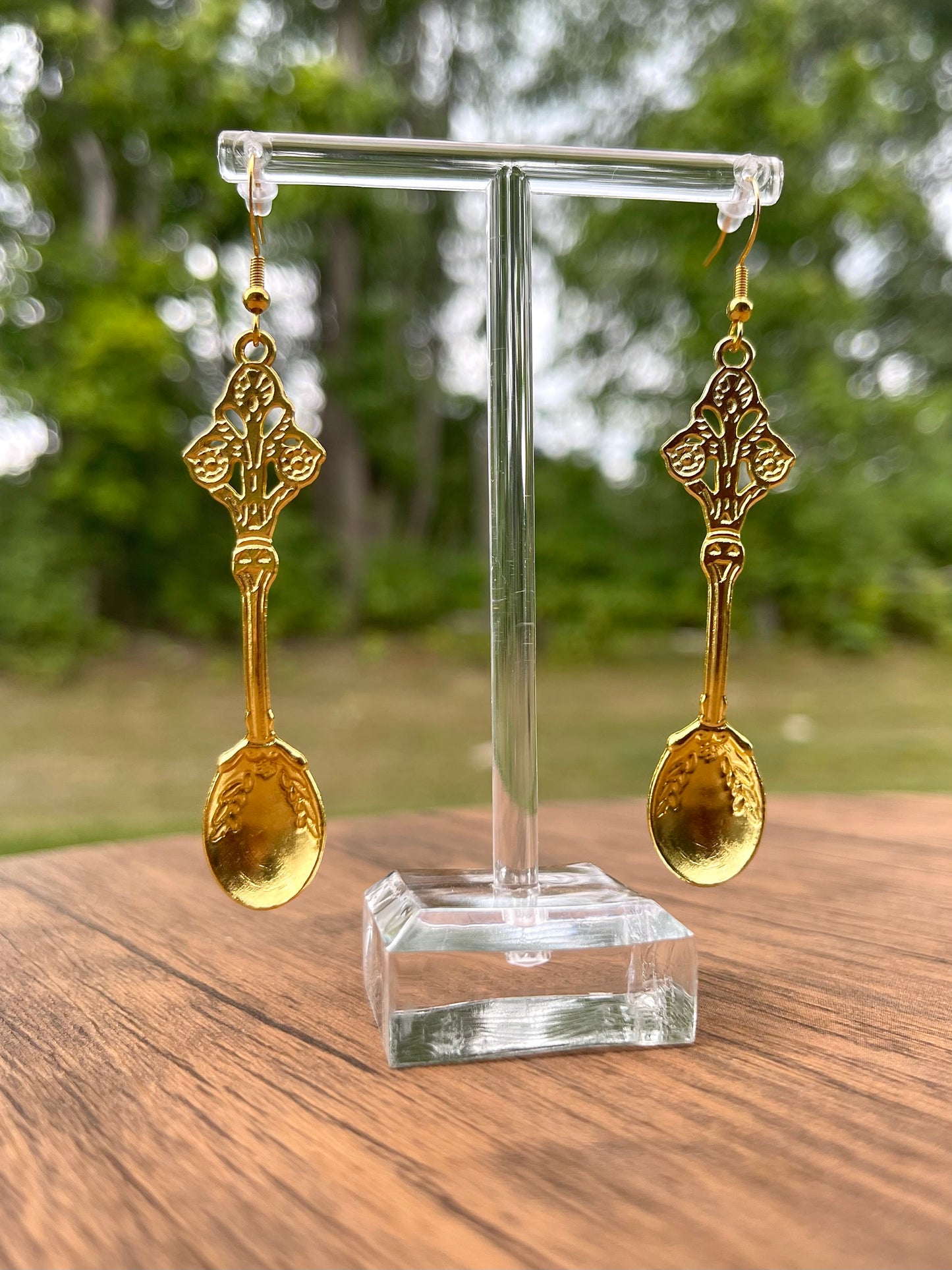 Vintage gold tone spoon earrings