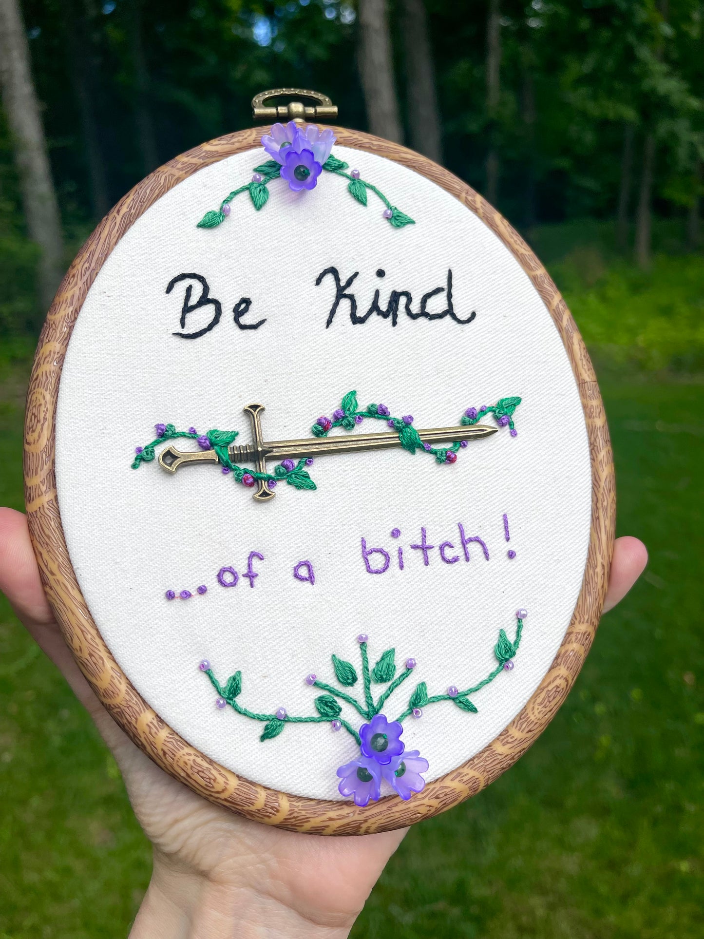 Be Kind Sword and Vine Embroidery