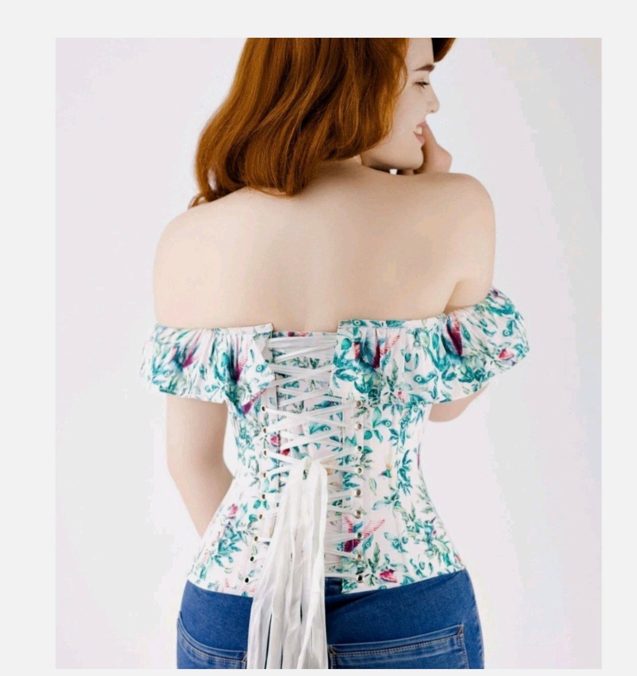 Corset Story Steel Boned Bird Print corset