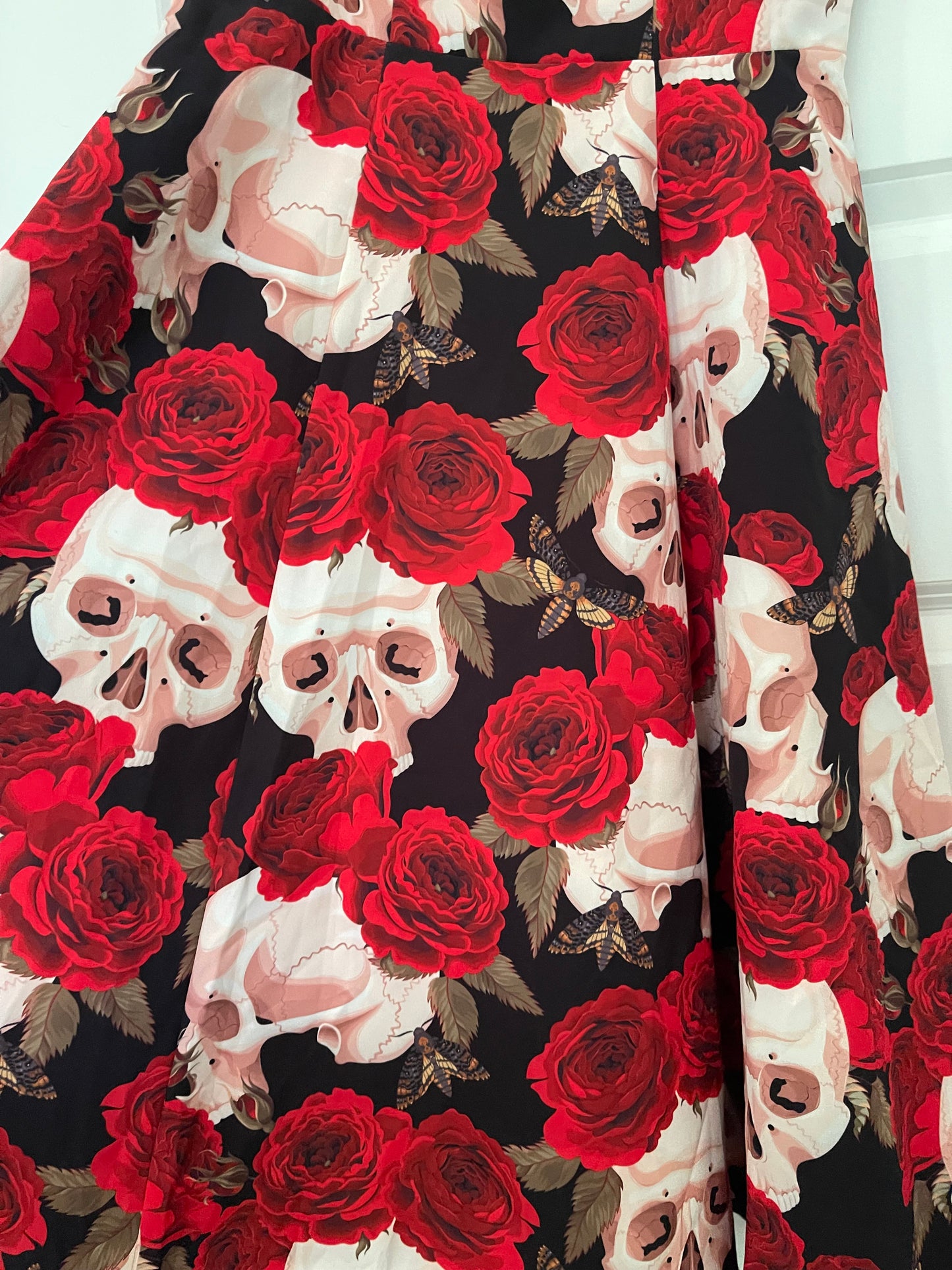 Deaths Head Moth, Roses, and Skulls dress