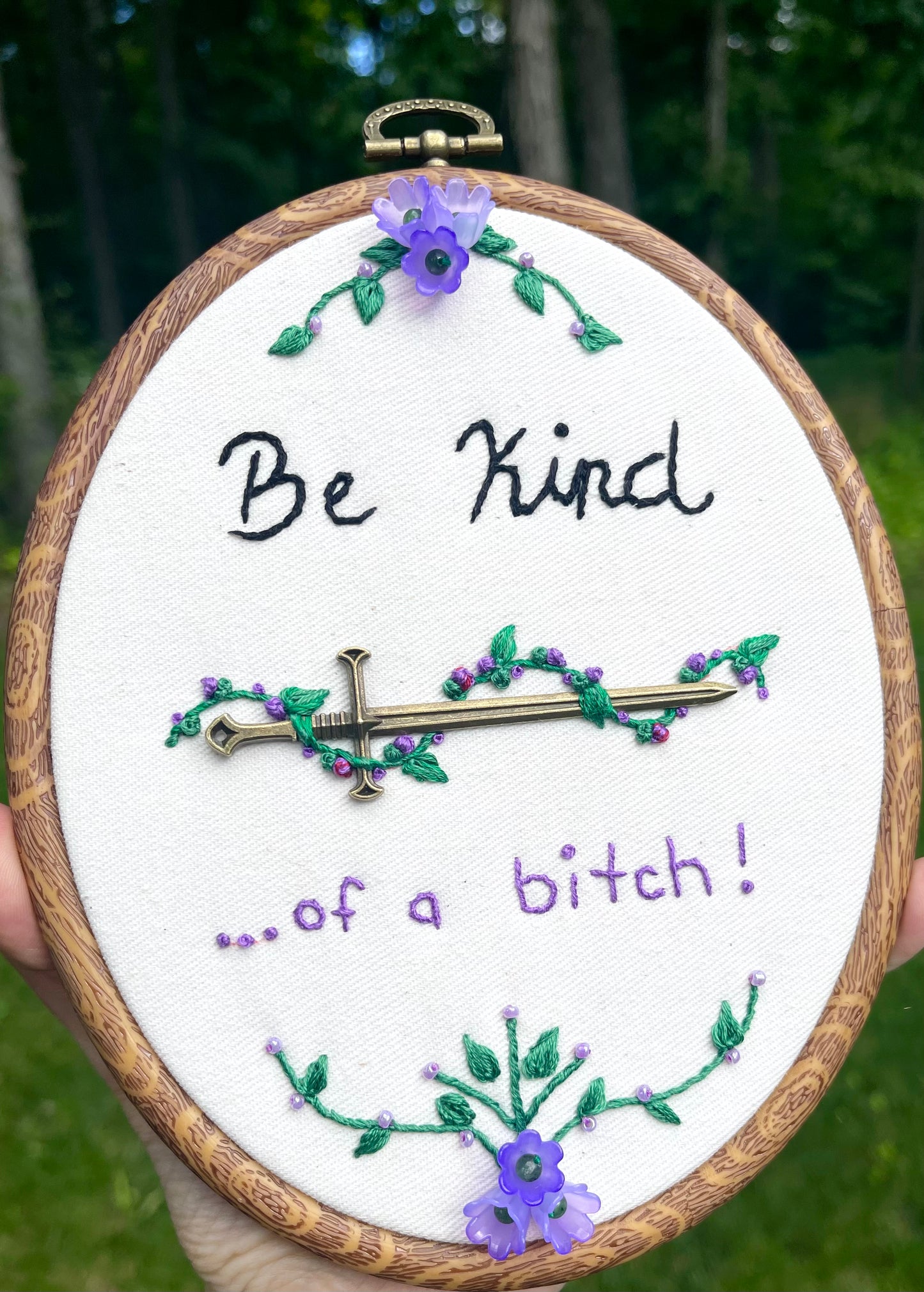 Be Kind Sword and Vine Embroidery