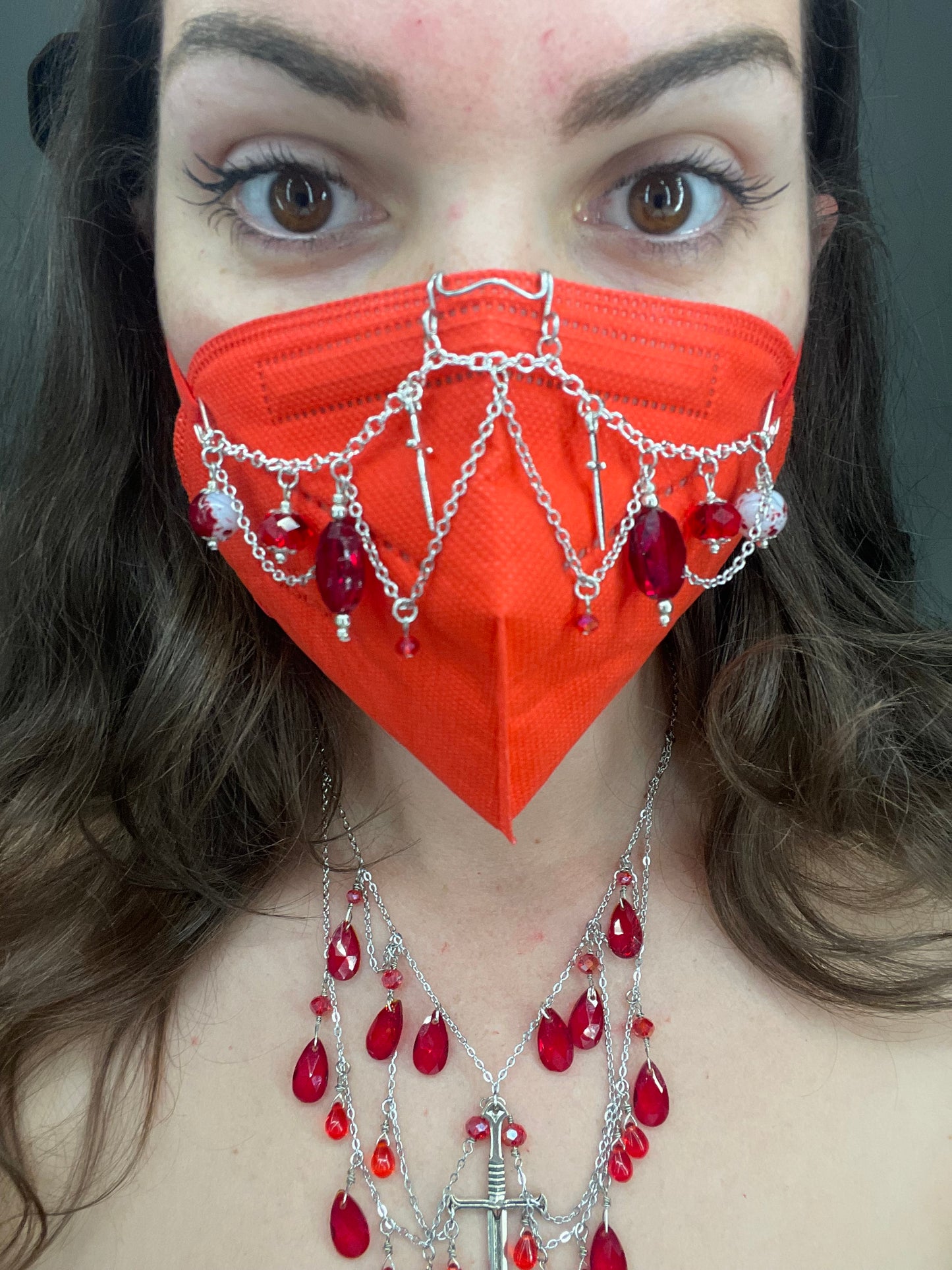 Crimson crystal mask chain