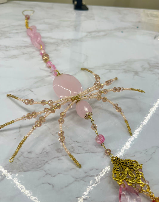 Petal Pink Crystal Spider Suncatcher