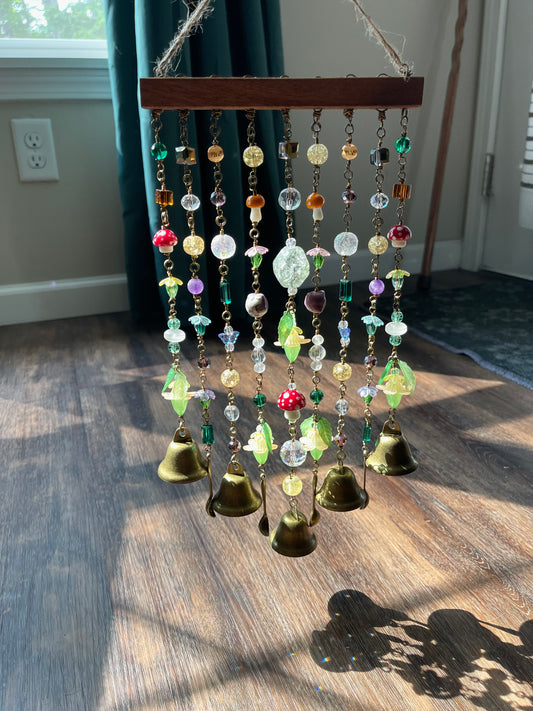 Mushroom woodland bells and spoons Suncatcher