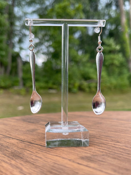 Simple silver spoon earrings