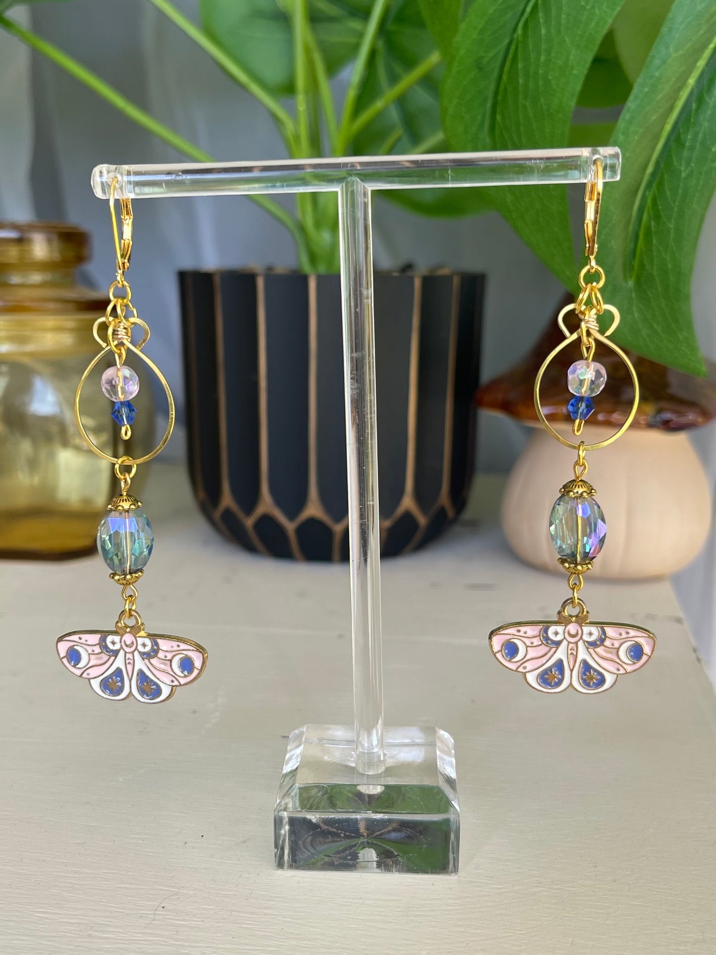 Rosie Crystal moth earrings