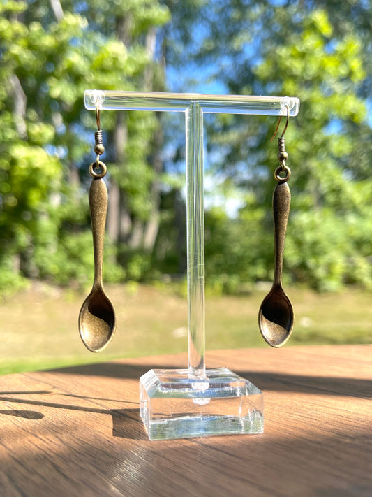 Simple bronze spoon earrings