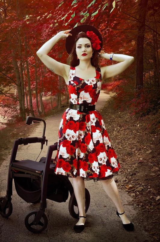 Deaths Head Moth, Roses, and Skulls dress