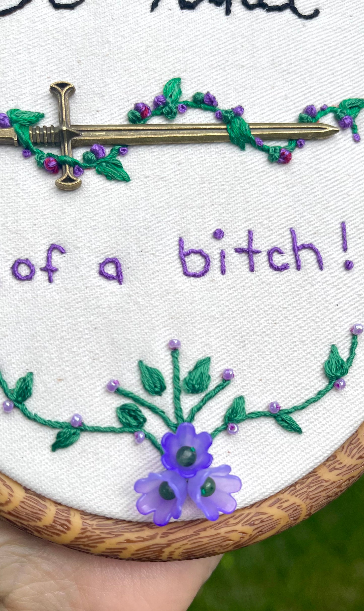 Be Kind Sword and Vine Embroidery