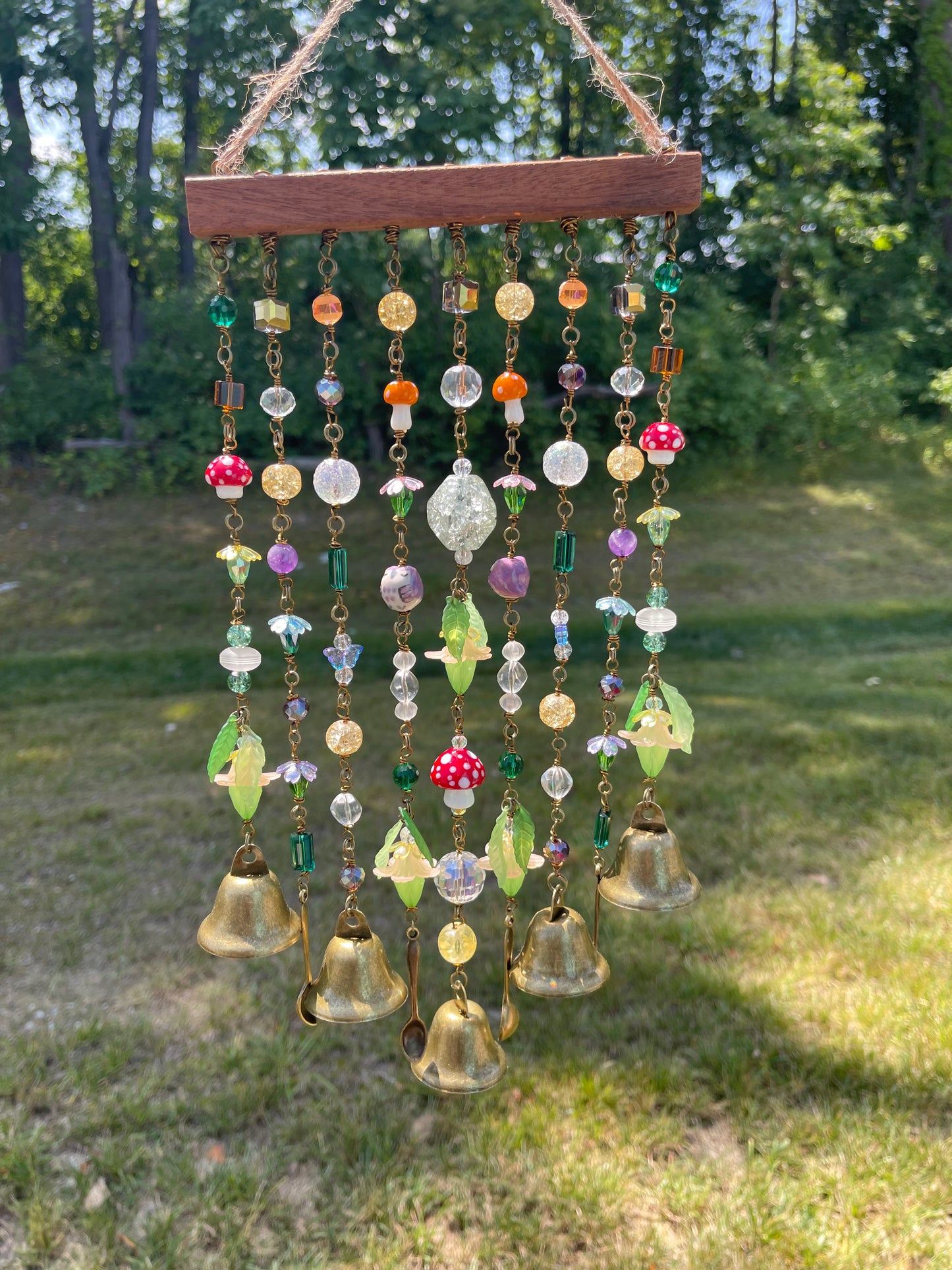 Mushroom woodland bells and spoons Suncatcher