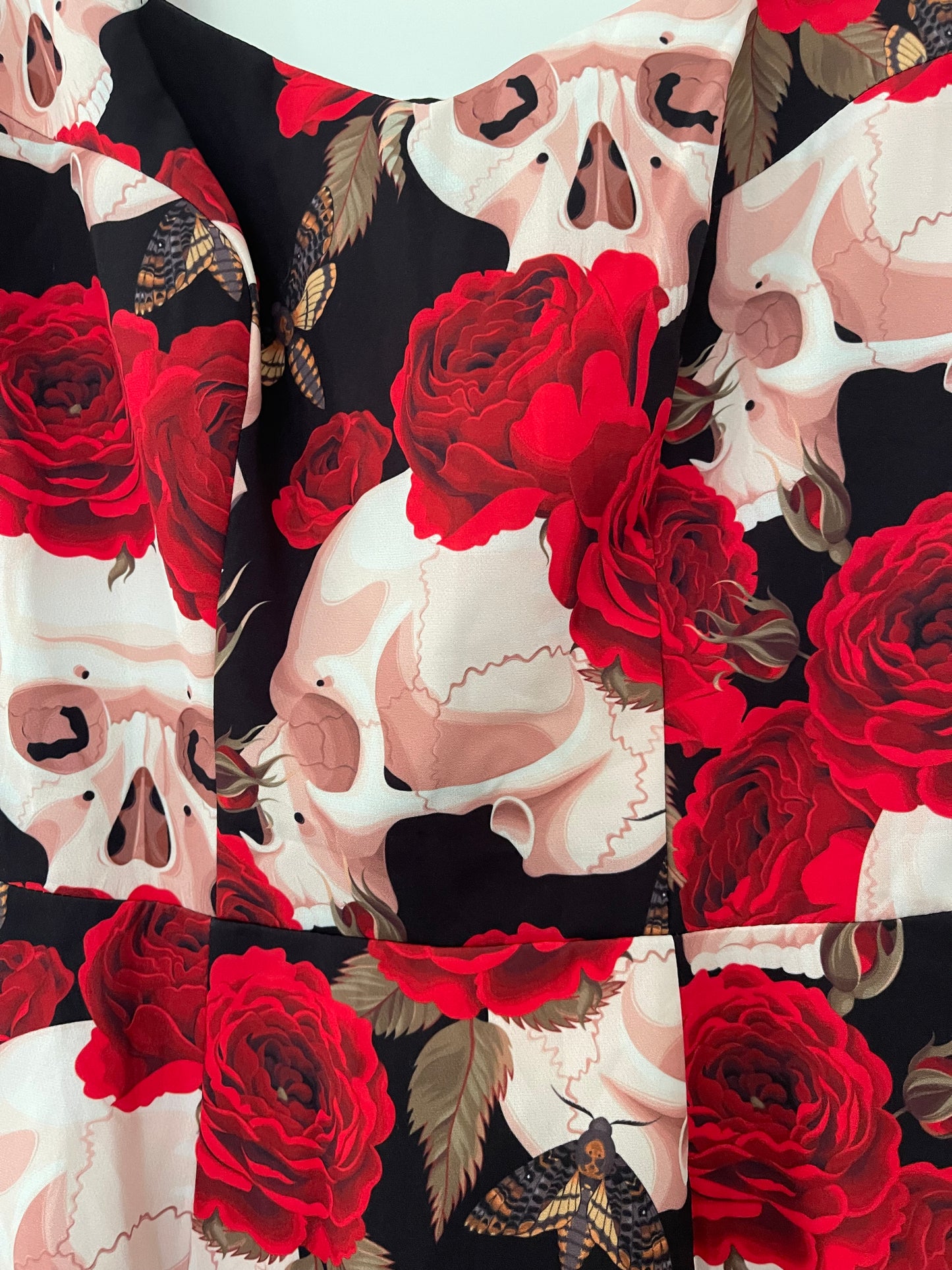 Deaths Head Moth, Roses, and Skulls dress